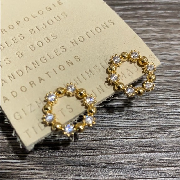 Anthropologie Gold Cubic Hoop circle Earrings $38 - Picture 2 of 4